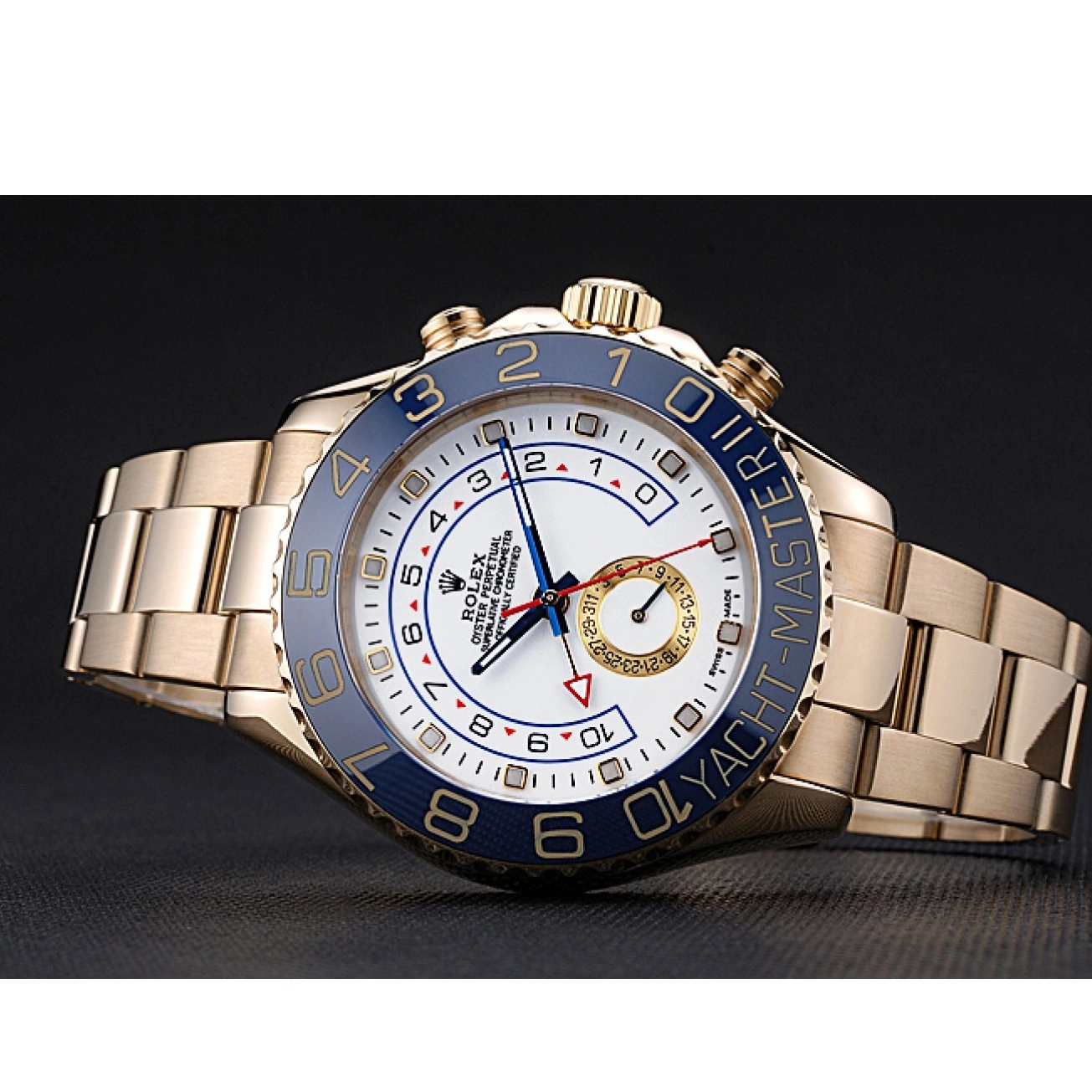 AAA Replica Watches Bracelet 622271 Rolex Bezel Gold Yachtmaster Dial Blue II White 0820